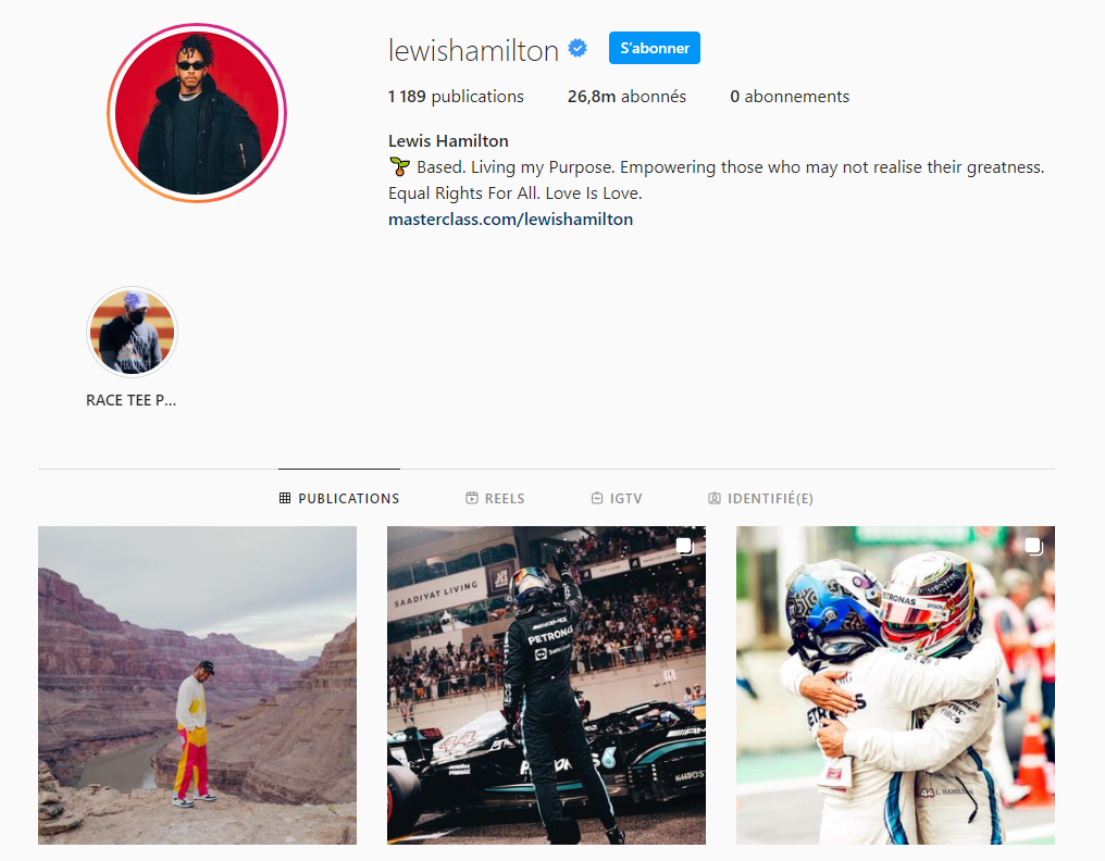 L'Instagram de Lewis Hamilton