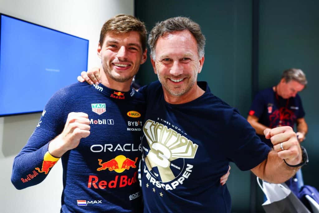 Mondial de l'Auto, news, Max Verstappen et Red Bull champions du monde 2023, Max Verstappen et Christian Horner son team principal