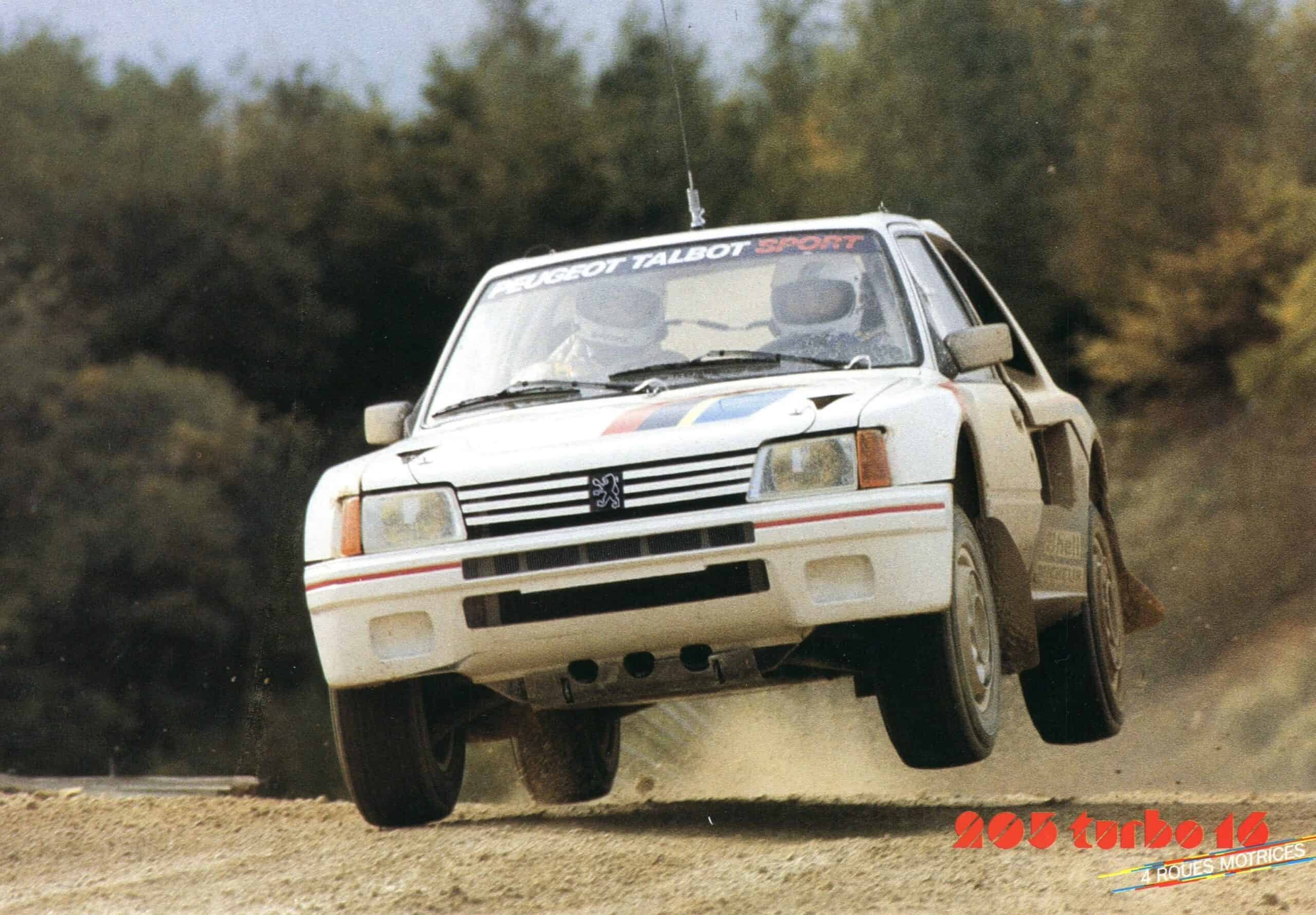Peugeot 205 Turbo 16 T16 40 ans ici en 1986 en WRC avec Juha Kankkunen champion du monde des rallyes et vainqueur de l'épreuve Mondial de l'Auto 2024