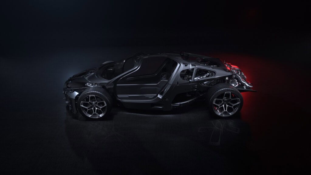 photo du châssis composite de carbone T800 de nouvelle génération bugatti, mondial de l'auto 2024