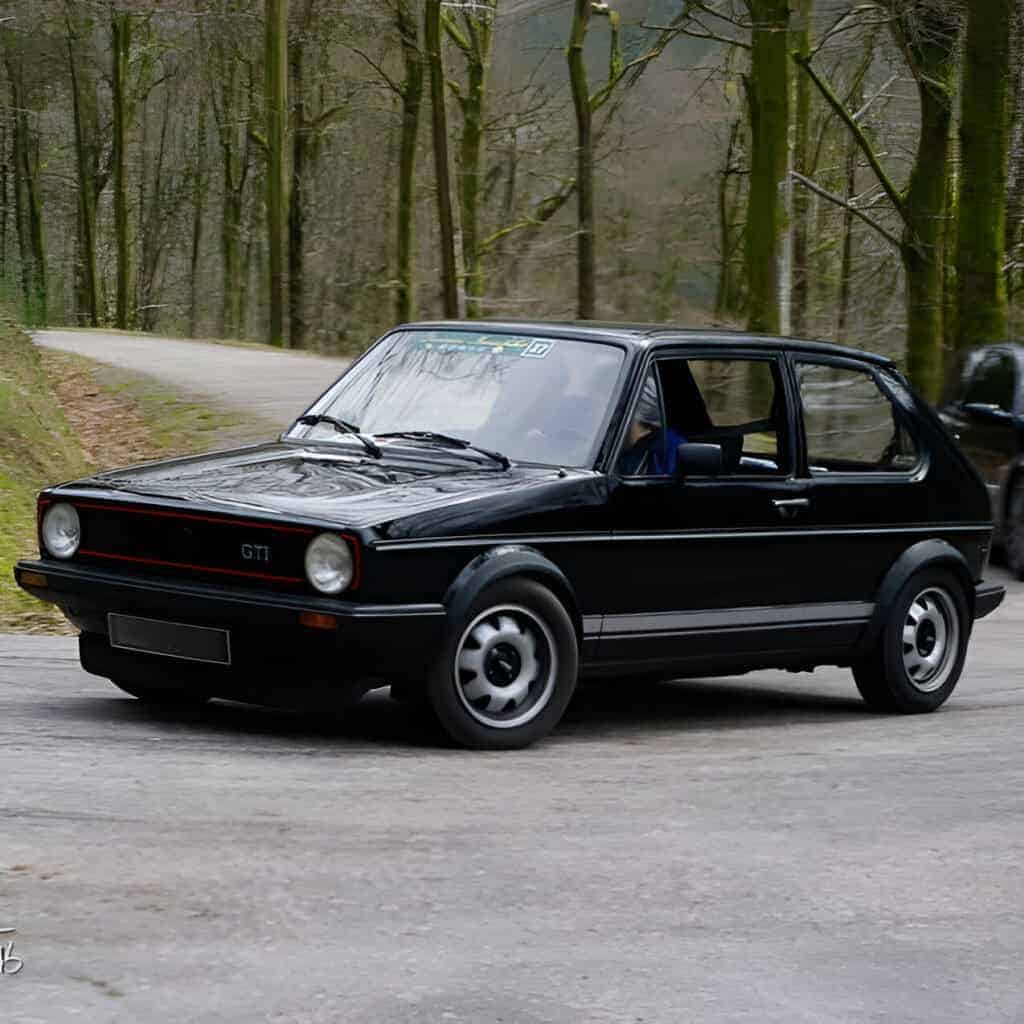 50 ans - Volkswagen Golf, Golf 1 GTI de 1981 - vue de coté, Mondial de l'Auto 2024