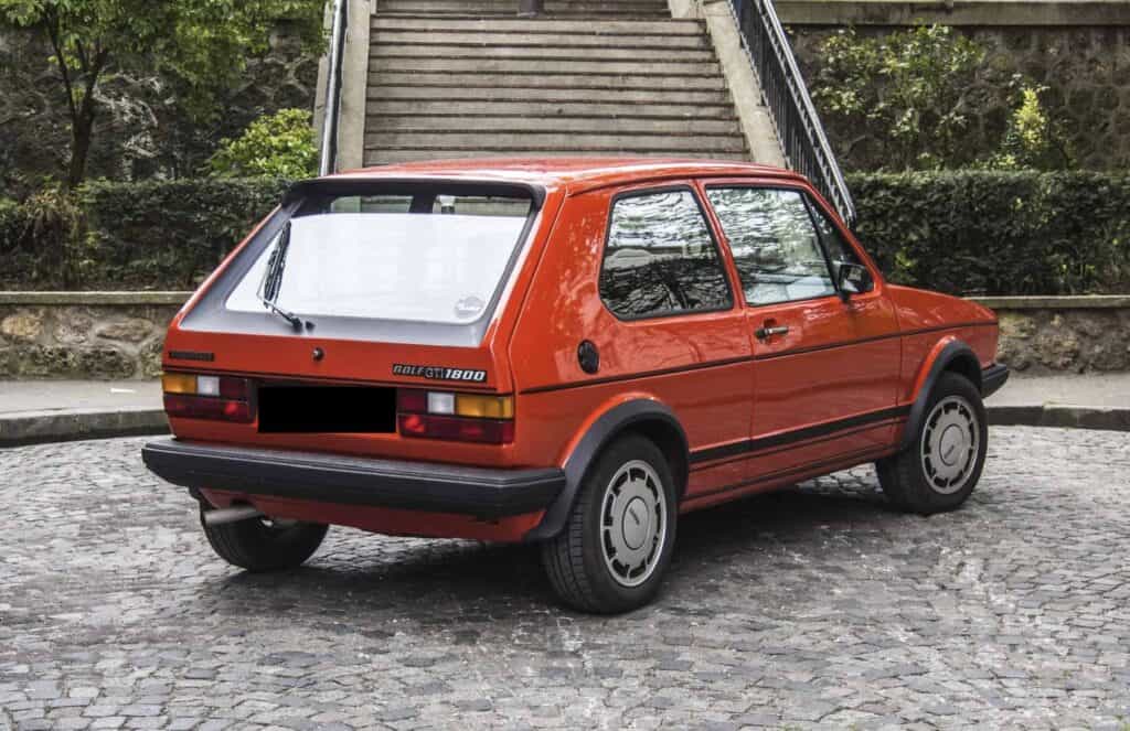 50 ans Volkswagen Golf, Golf GTI première génération, vue de l'arrière, VW, Golf 1 GTI, Mondial de l'Auto 2024