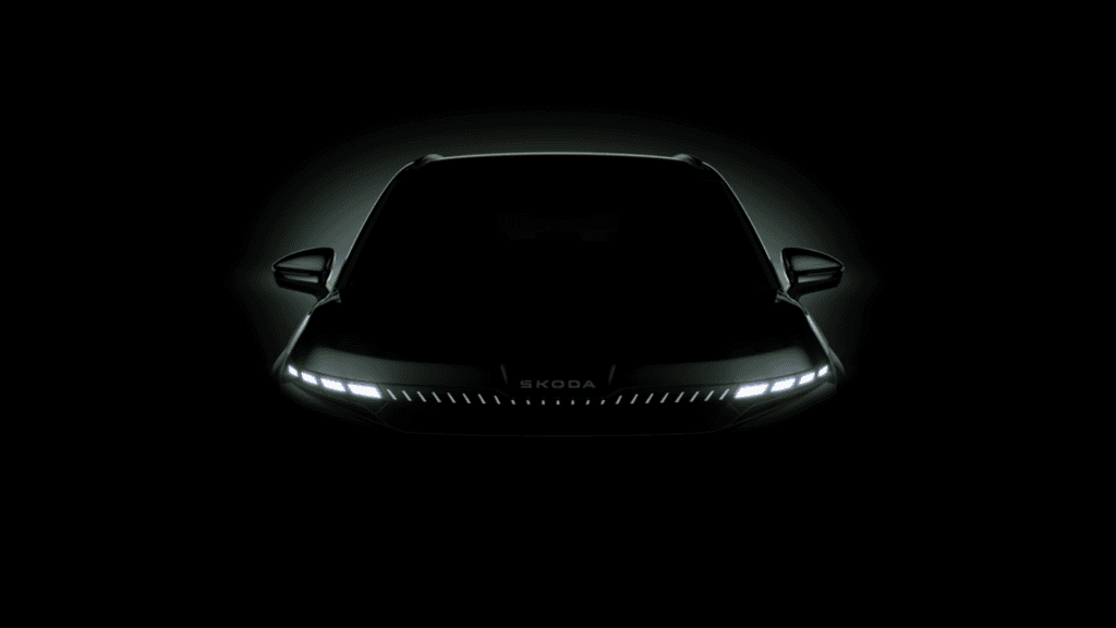 futur skoda elroq, modern solid, design, calendrier nouveautés skoda, calendrier 2024 2025 2026 2027, mondial de l'auto 2024, skoda teaser