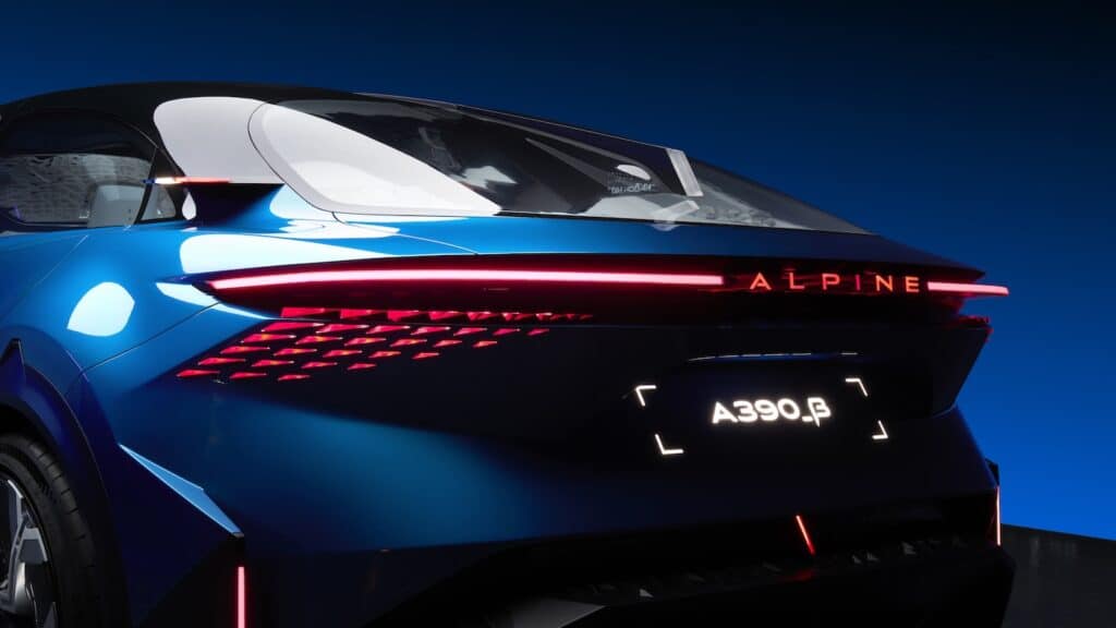 show car alpine a390 - photo de la ligne arrière de la voiture - mondial de l'auto 2024