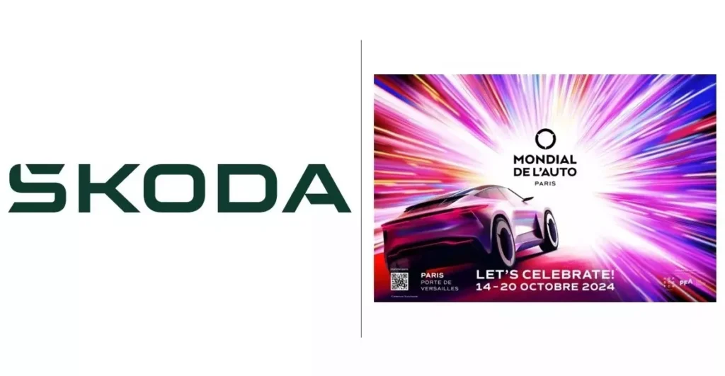 affiche skoda participation mondial de l'auto 2024