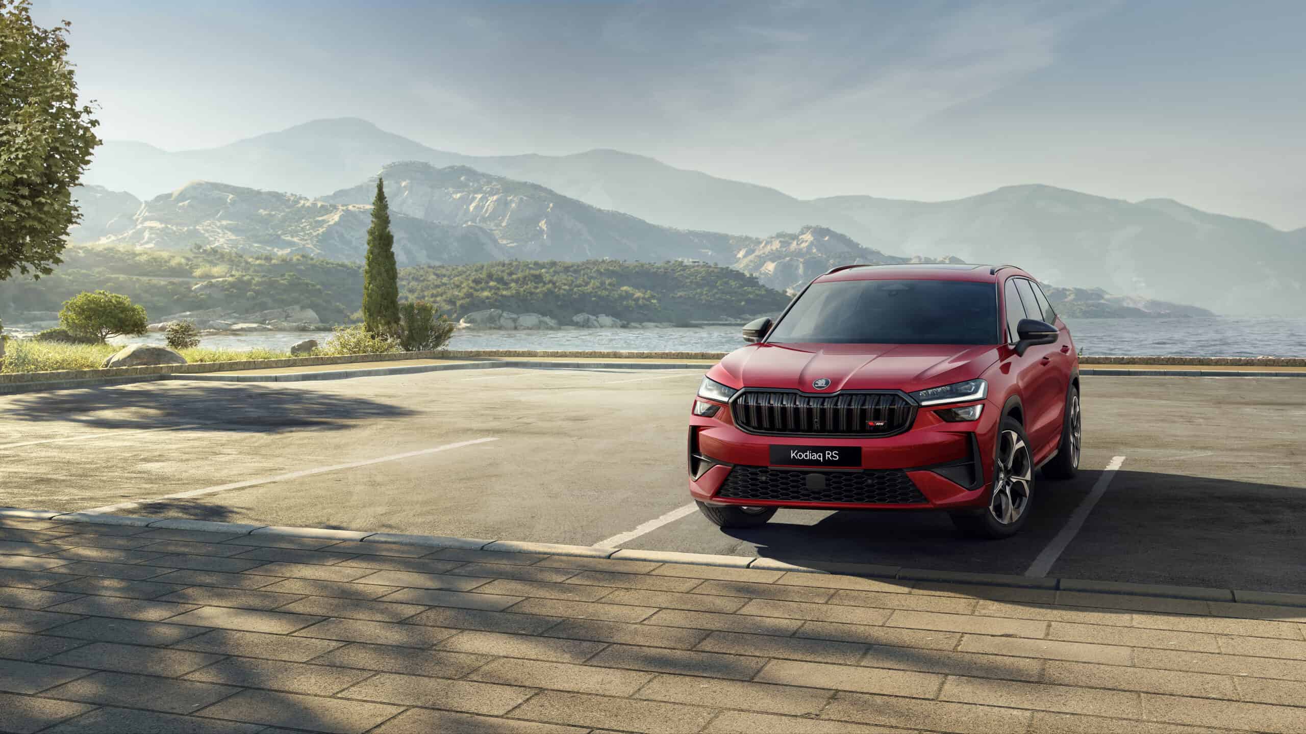 photo de la Škoda Kodiaq RS statique vue de face - mondial de l'auto 2026