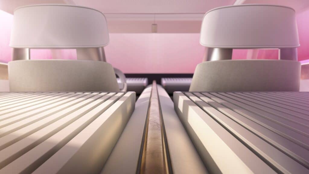photo de l'interieur de la voiture - vue du siege arrière sur la ligne centrale - mondial de l'auto 2026