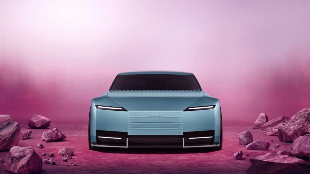 jaguar type 00 - photo de face plan statique de la nouvelle voiture - jaguar 2025 - mondial de l'auto 2026