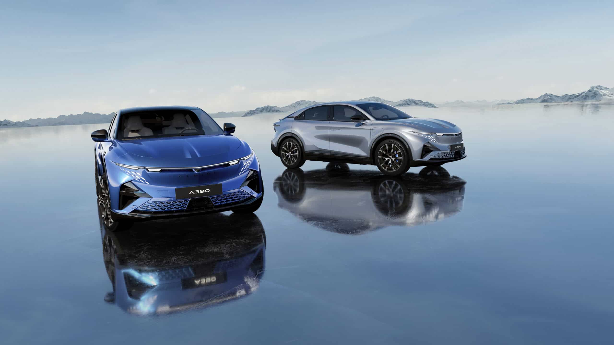 Les Alpine A390GT et GTS en bleu et en gris.