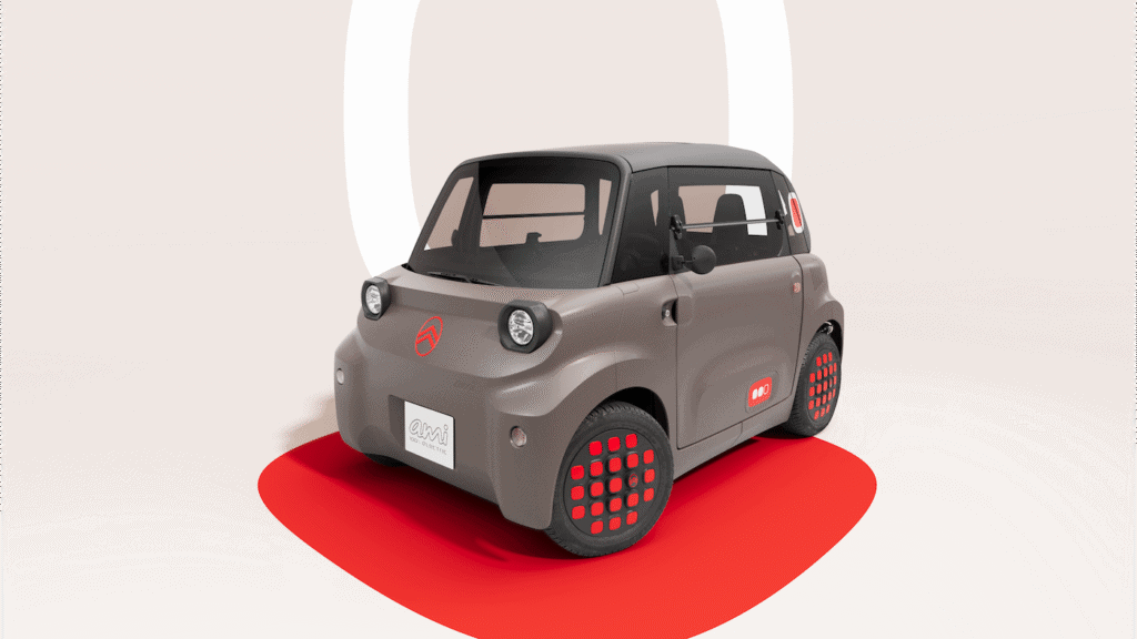 nouvelle citroen AMI 2025 - photo plan statique de la voiture vue de coté - mondial de l auto 2026